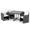 Astoria 5 Piece Garden Furniture Cube Set in Black Wicker Rattan