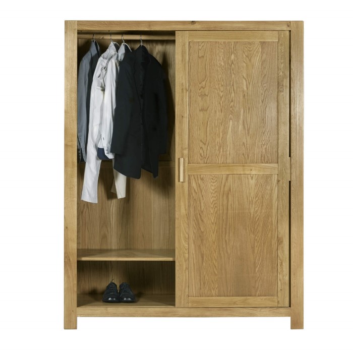 Atlantic Sliding Door Solid Light Oak Wardrobe 1 Hanging Rail