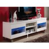 Evoque White High Gloss TV Unit with Blue Lighting and Glass Shelves 