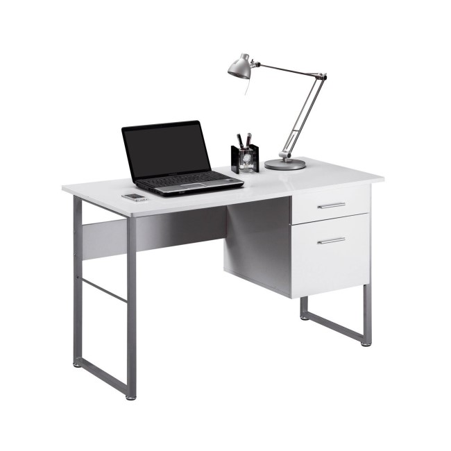 Cabrini Chrome and White Home Office Modern Desk