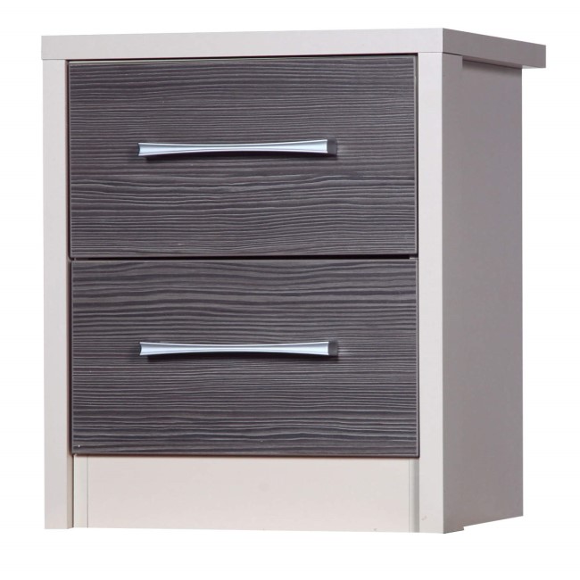 One Call Furniture Avola Premium 2 Drawer Bedside Chest in Cream with Grey