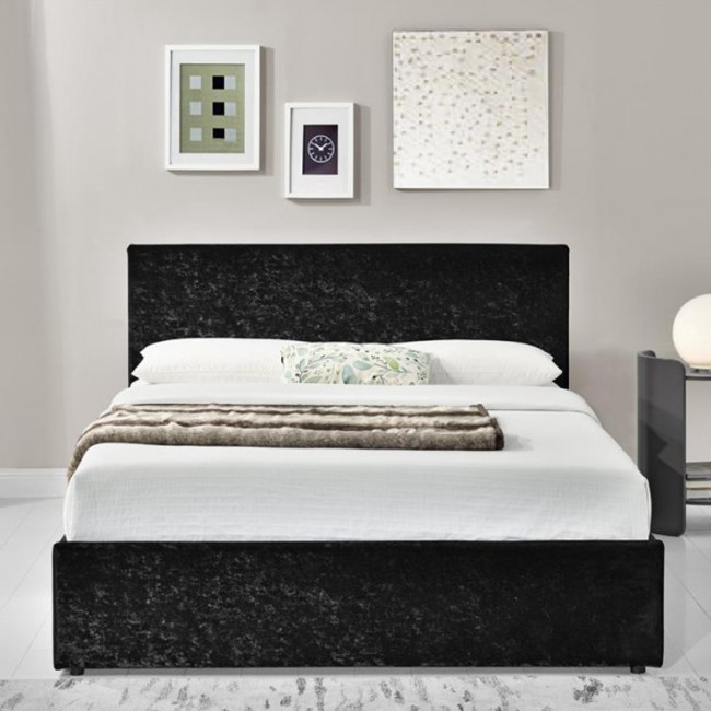 Birlea Berlin Ottoman Small Double Bed in Black Crushed Velvet