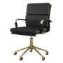 GRADE A1 - Black Faux Leather Swivel Office Chair - Benson
