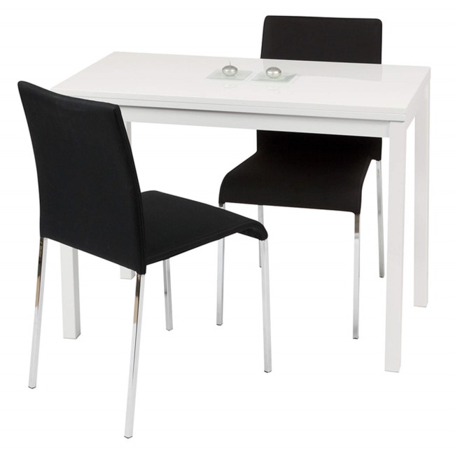 Wilkinson Furniture Vita High Gloss Extending Dining Set with 4 Black Chairs