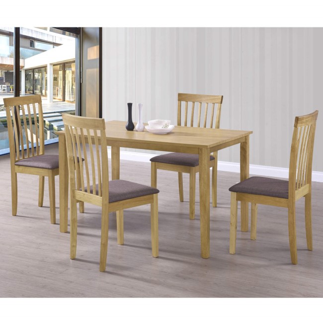 New Haven Medium Dining Set with 4 Slatted Chairs in Brown