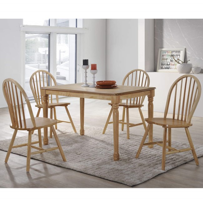 Rhode Island Rectangular Dining Set with 4 Chairs in Natural