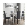 Vivienne Flip Top White High Gloss Dining Table and 4 Slate  Chairs with Black Legs