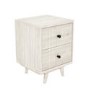 GRADE A1 - Beau Solid Wood 2 Drawer Bedside Table - Scandi Style