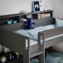 Grey Bunk Bed with Storage Shelves and Drawer - Aire