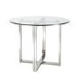 Round Glass Dining Table Set with 4 Grey Velvet Dining Chairs - Seats 4 - Alana Boutique