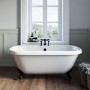 Grade A1 - Freestanding Double Ended Roll Top Bath with Black Feet 1515 x 740mm - Park Royal