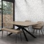 Oak Dining Table Set with 2 Beige Faux Leather Chairs & 1 Bench - Seats 4 - Carson