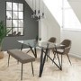 Glass Dining Table Set with 2 Beige Faux Leather Chairs & 1 Bench - Seats 4 - Dax