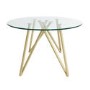 Round Glass Dining Table Set with Gold Legs with 4 Cream Boucle Chairs - Seats 4 - Dax