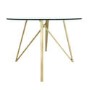 Round Glass Dining Table Set with Gold Legs with 4 Cream Boucle Chairs - Seats 4 - Dax