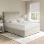 Beige Velvet Small Double Divan Bed with 2 Drawers and Plain Headboard - Langston