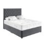Grey Velvet Super King Divan Bed with Chesterfield Headboard - Langston
