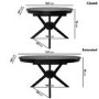 Round Black Extendable Dining Table Set with 6 Black Spindle Back Chairs - Seats 6 - Karie