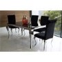 Louis Mirrored Dining Set in Black with 160cm Table & 4 Velvet Chairs - Vida Living