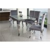 Louis Mirrored Dining Set with White 160cm Table &amp; 4 Silver Velvet Chairs - Vida Living