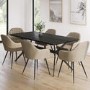 Black Oak Dining Table Set with 6 Beige Faux Leather Chairs - Seats 6 - Rochelle