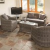 Rowlinson Bunbury Light Rattan Garden Sofa Set with Grey Cushions