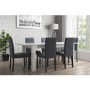 Extendable Dining Table in White High Gloss with 6 Grey Chairs & Black Legs - Vivienne & New Haven