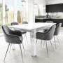 White Gloss Extendable Dining Table Set with 6 Grey Velvet Chairs - Seats 6 - Vivienne