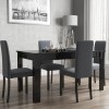 Extendable Dining Table in Black High Gloss with 4 Grey Chairs - Vivienne &amp; New Haven