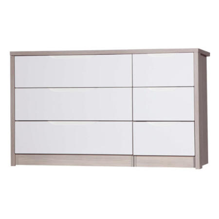 Avola 3+3 Drawer Chest of Drawers in Champagne with Cream Gloss