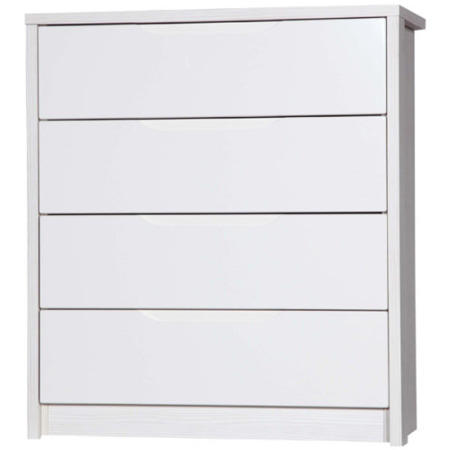 Avola 4 Drawer Chest of Drawers in White with Cream Gloss