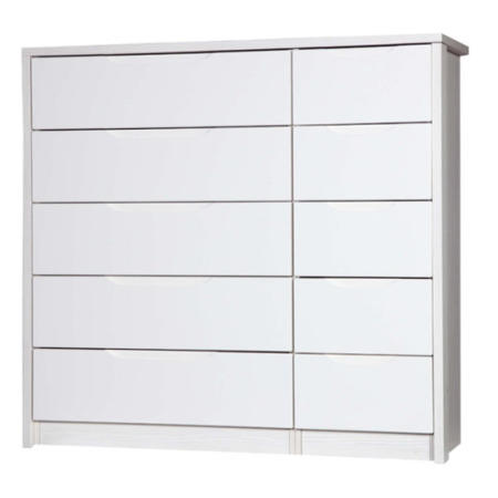 Avola 5+5 Drawer Chest of Drawers in White with Cream Gloss