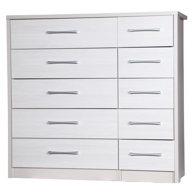 Avola 5 Drawer Double Chest of Drawers in Cream with White