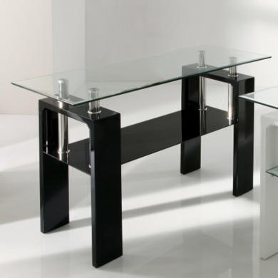 Vida Living Calico Black High Gloss and Glass Console Table Vida Living Calico Black High Gloss and Glass Console Table
