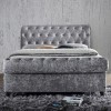 Birlea Castello Side Ottoman Kingsize Bed Upholstered in Steel Crushed Velvet