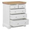 GRADE A2 - Charleston 2+3 Drawer Chest in Stone White and Oak 