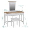 Charleston Two Tone Dressing Table in Solid Oak &amp; Cream - Table Only