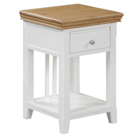 GRADE A2 - Charleston Bedside Table in Stone White and Oak 