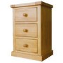 GRADE A1 -  Chunky Solid Pine 3 Drawer Bedside Table