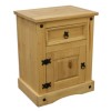 GRADE A2 - Corona Mexican 1 Door 1 Drawer Bedside Table in Solid Pine 