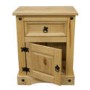 GRADE A2 - Corona Mexican 1 Door 1 Drawer Bedside Table in Solid Pine 