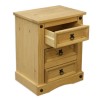 Corona Mexican 3 Drawer Bedside Table in Solid Pine 
