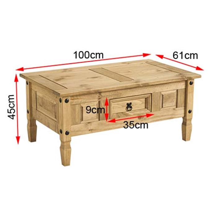 Corona Mexican Solid Pine 1 Drawer Coffee Table Furniture123