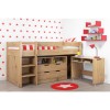 Cosmo Mid Sleeper Bed in Oak with Pull Out Desk
