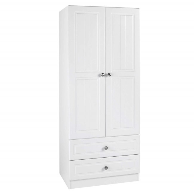 One Call Furniture Century 2 Door Combi Wardrobe in Pearl White