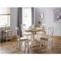 Round Oak Top Dining Table with Ivory Base - Davenport