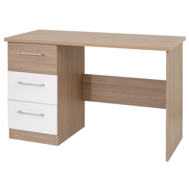 One Call Furniture Duo Dressing Table in Matt White and Textured Oak