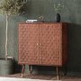 GRADE A2 - Small Sideboard in Solid Mango Wood with Gold Inlay - Dejan