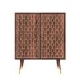 GRADE A2 - Small Sideboard in Solid Mango Wood with Gold Inlay - Dejan