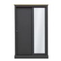 Dark Grey and Oak 2 Door Sliding Mirrored Wardrobe - Devon - LPD